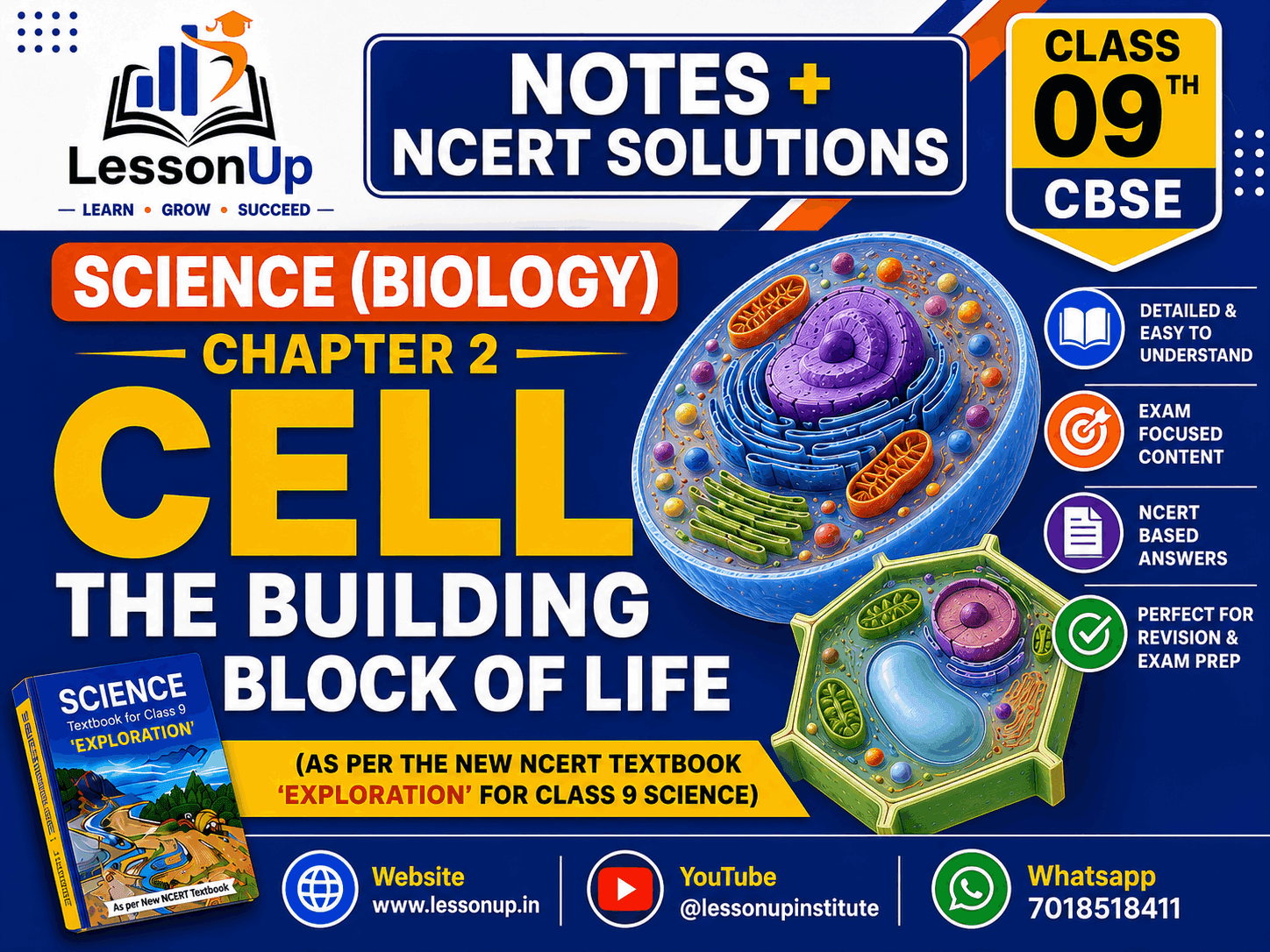 CELL THE BUILDING BLOCK OF LIFE NOTES + NCERT SOLUTION [CBSE 9TH NEW SYLLABUS 2026-27]