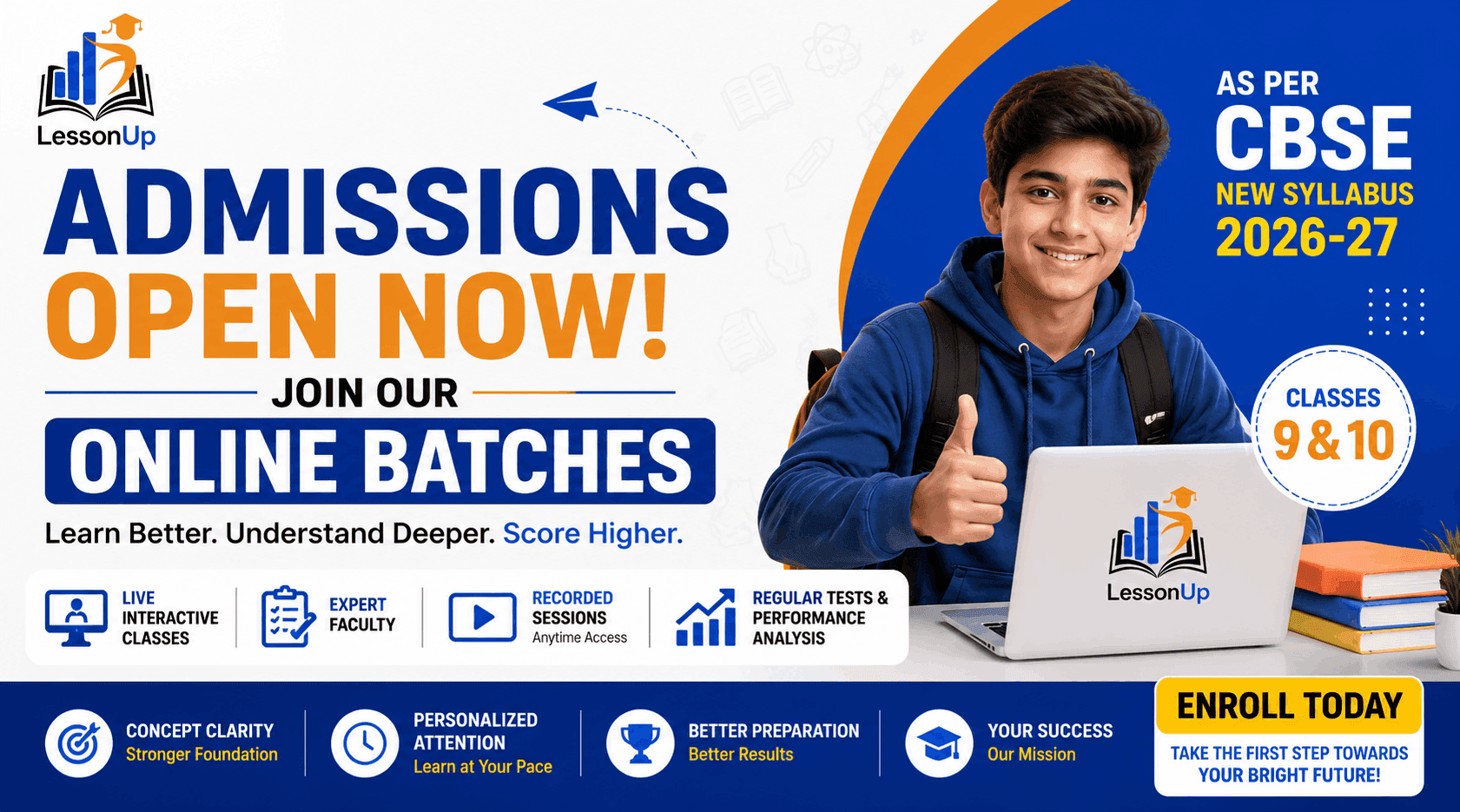 LessonUp online batches for Classes 9 and 10